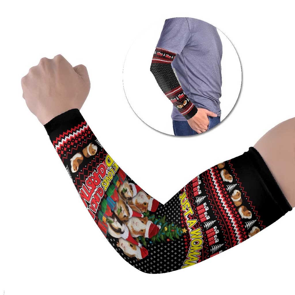 Guinea Pig Christmas Arm Sleeves with Santa Hats Tree and Festive Gift Pattern - Wonder Print Shop
