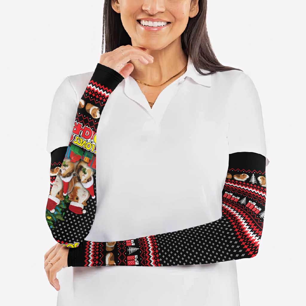 Guinea Pig Christmas Arm Sleeves with Santa Hats Tree and Festive Gift Pattern - Wonder Print Shop