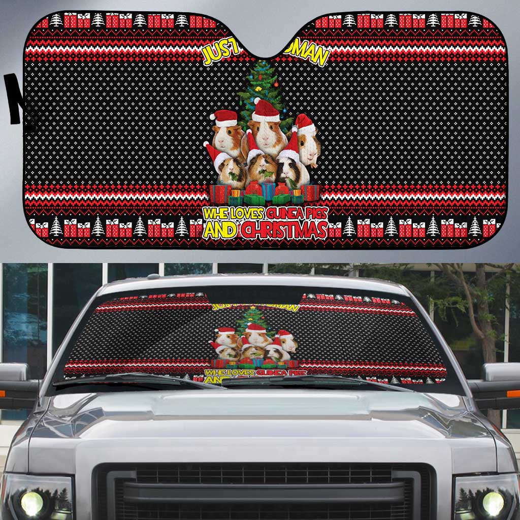 Guinea Pig Christmas Auto Sun Shade with Santa Hats Tree and Festive Gift Pattern - Wonder Print Shop
