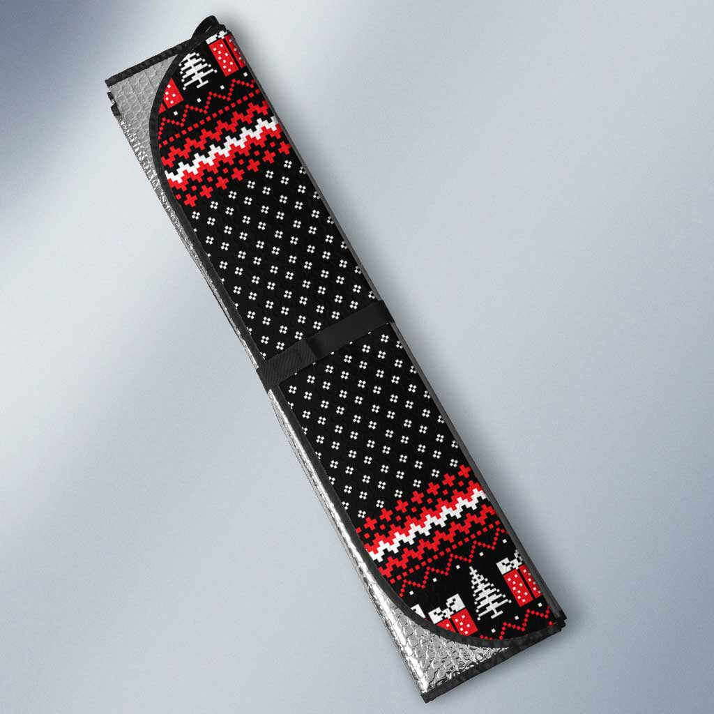 Guinea Pig Christmas Auto Sun Shade with Santa Hats Tree and Festive Gift Pattern - Wonder Print Shop