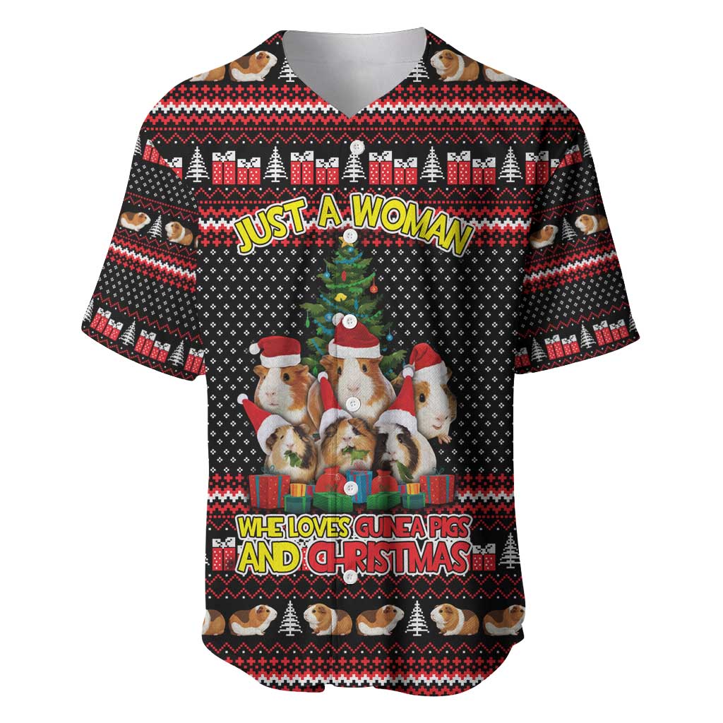 Guinea Pig Christmas Baseball Jersey with Santa Hats Tree and Festive Gift Pattern - Wonder Print Shop