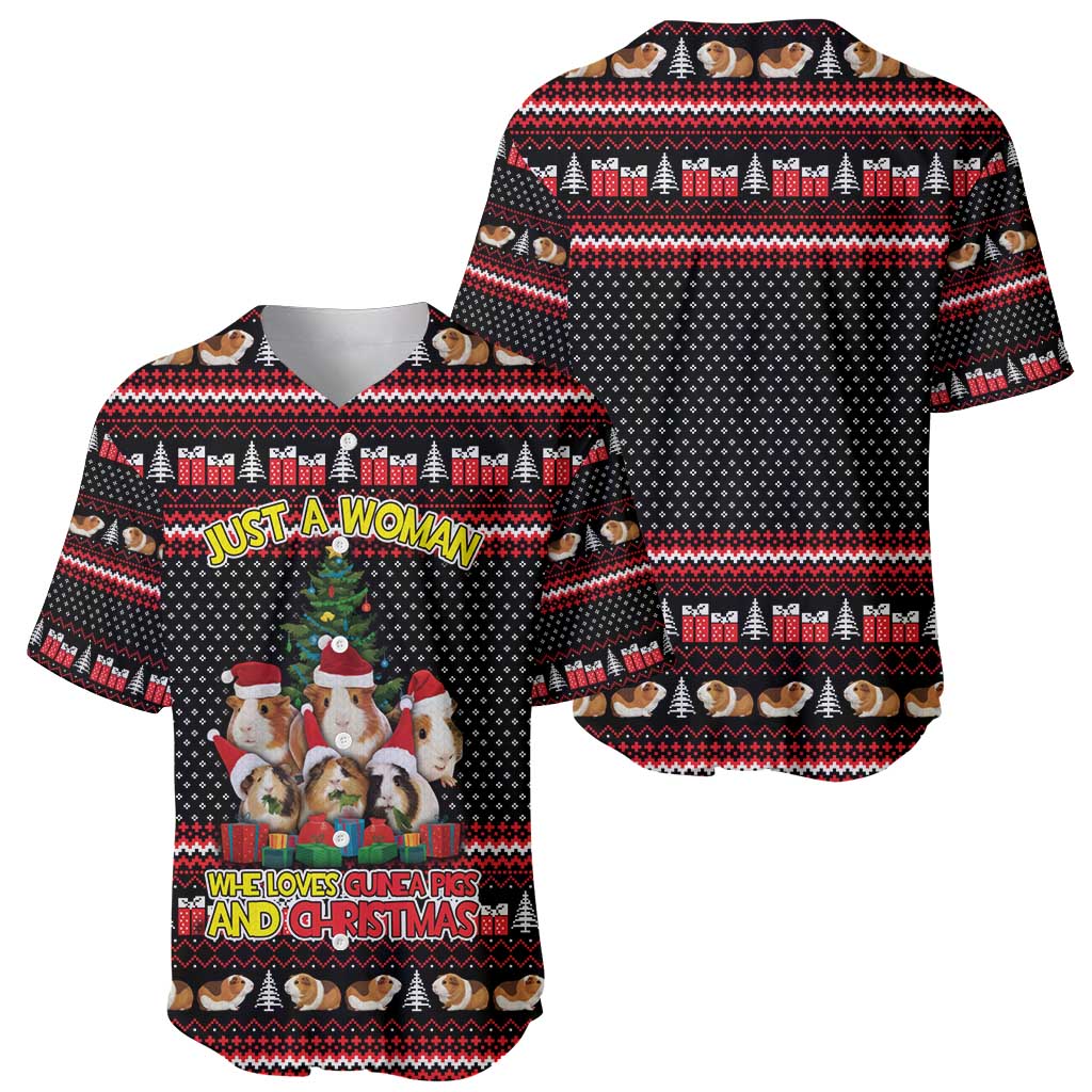 Guinea Pig Christmas Baseball Jersey with Santa Hats Tree and Festive Gift Pattern - Wonder Print Shop