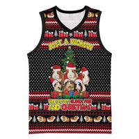 Guinea Pig Christmas Basketball Jersey with Santa Hats Tree and Festive Gift Pattern - Wonder Print Shop