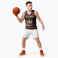 Guinea Pig Christmas Basketball Jersey with Santa Hats Tree and Festive Gift Pattern - Wonder Print Shop