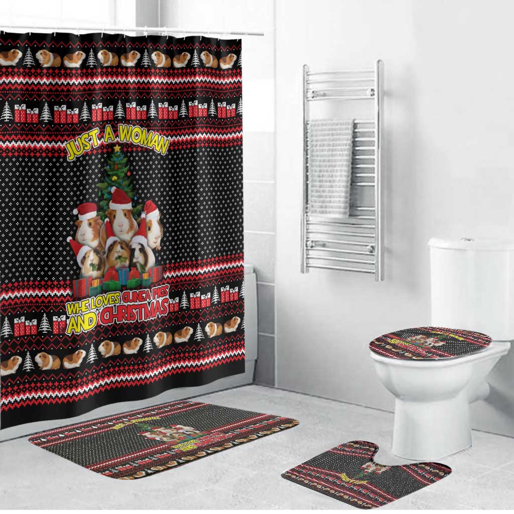 Guinea Pig Christmas Bathroom Set with Santa Hats Tree and Festive Gift Pattern - Wonder Print Shop