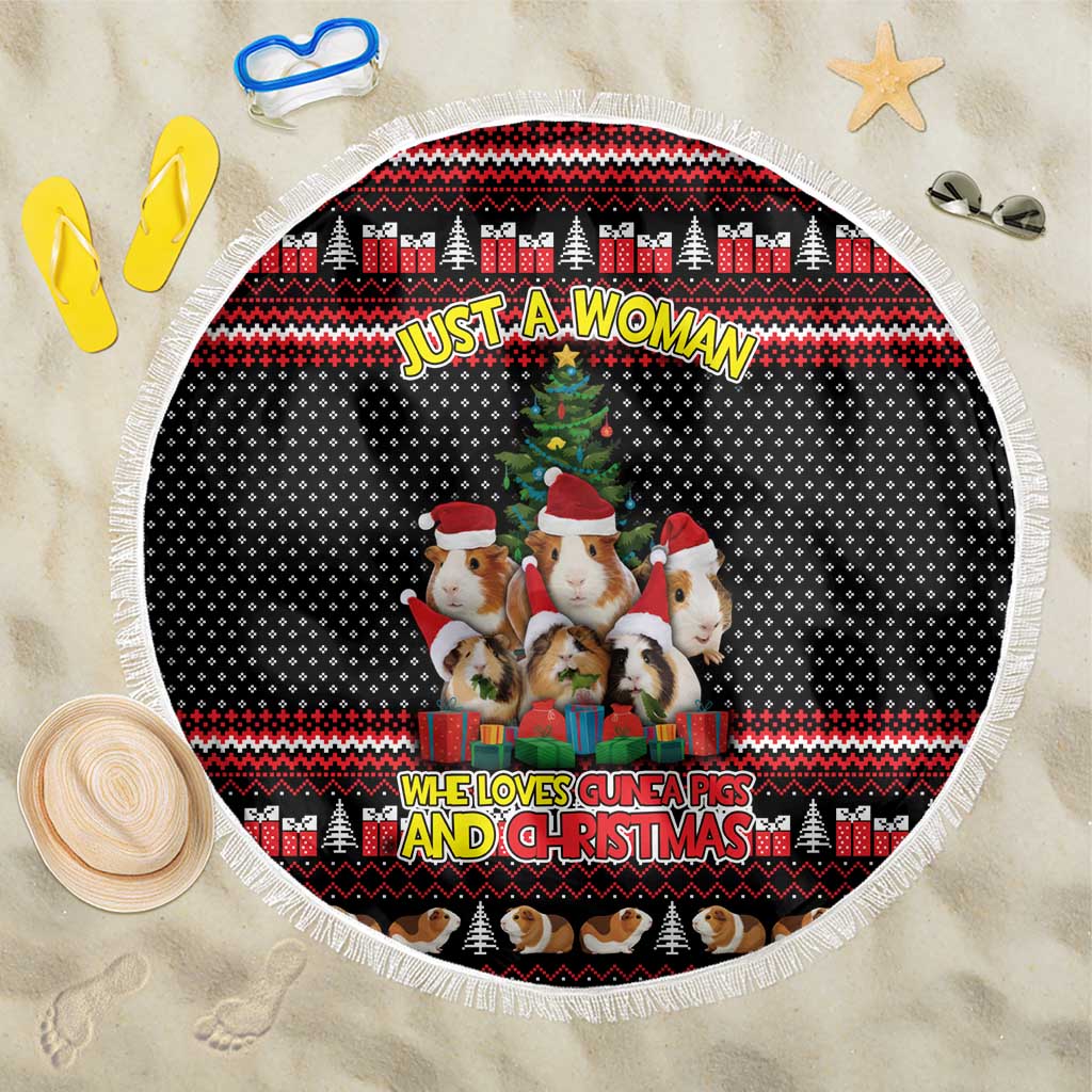 Guinea Pig Christmas Beach Blanket with Santa Hats Tree and Festive Gift Pattern - Wonder Print Shop