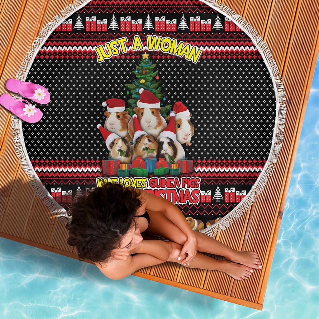 Guinea Pig Christmas Beach Blanket with Santa Hats Tree and Festive Gift Pattern - Wonder Print Shop