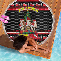 Guinea Pig Christmas Beach Blanket with Santa Hats Tree and Festive Gift Pattern - Wonder Print Shop