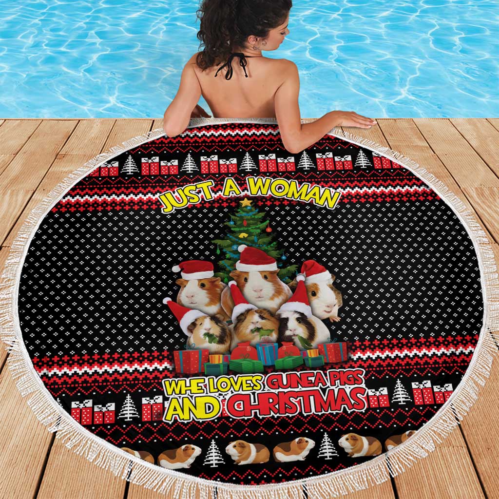 Guinea Pig Christmas Beach Blanket with Santa Hats Tree and Festive Gift Pattern - Wonder Print Shop