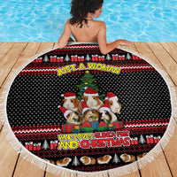 Guinea Pig Christmas Beach Blanket with Santa Hats Tree and Festive Gift Pattern - Wonder Print Shop