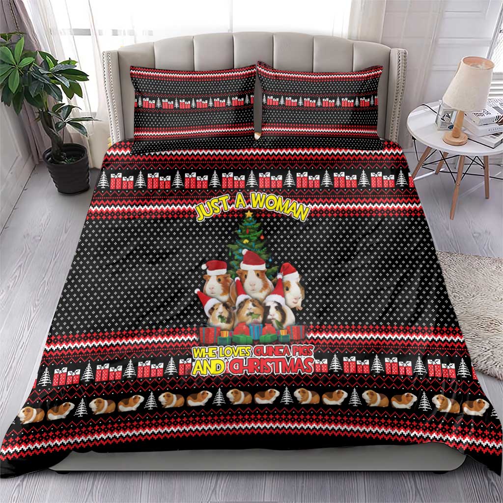 Guinea Pig Christmas Bedding Set with Santa Hats Tree and Festive Gift Pattern - Wonder Print Shop