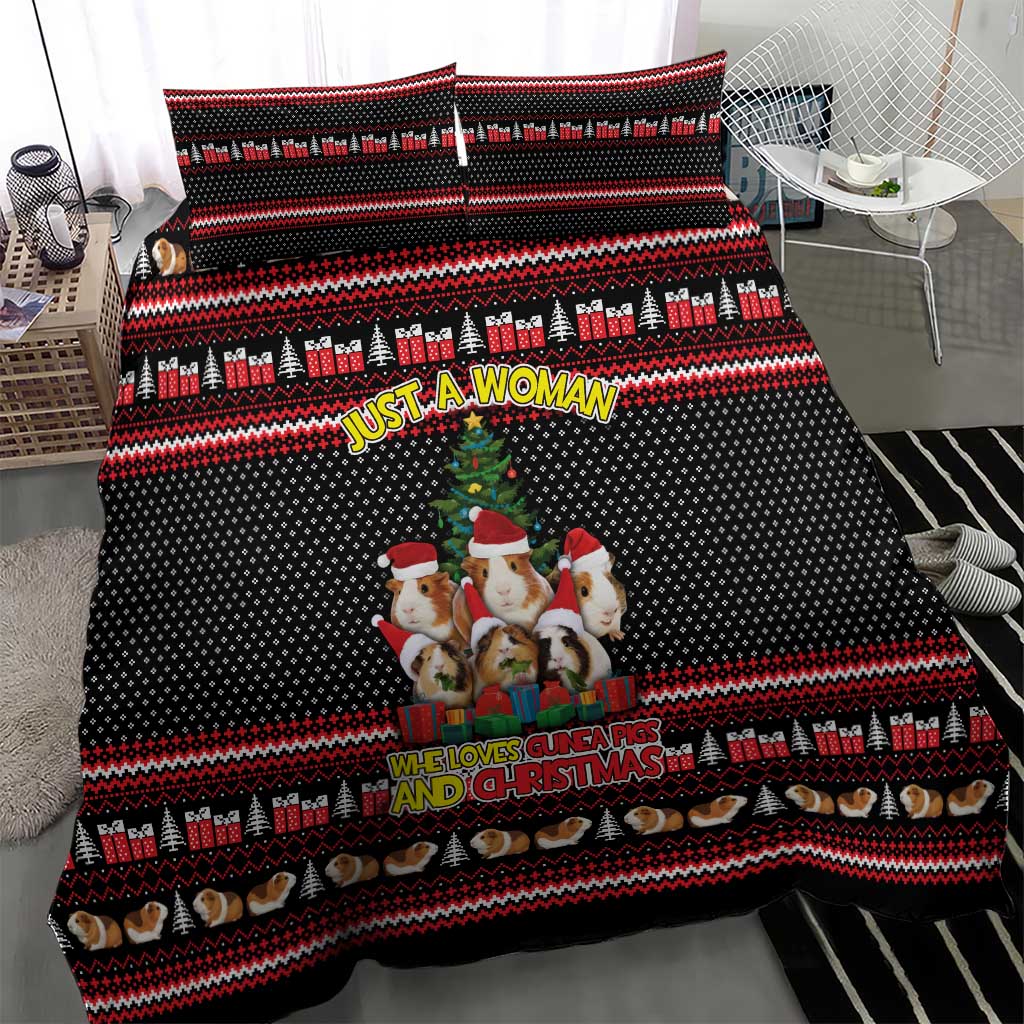 Guinea Pig Christmas Bedding Set with Santa Hats Tree and Festive Gift Pattern - Wonder Print Shop