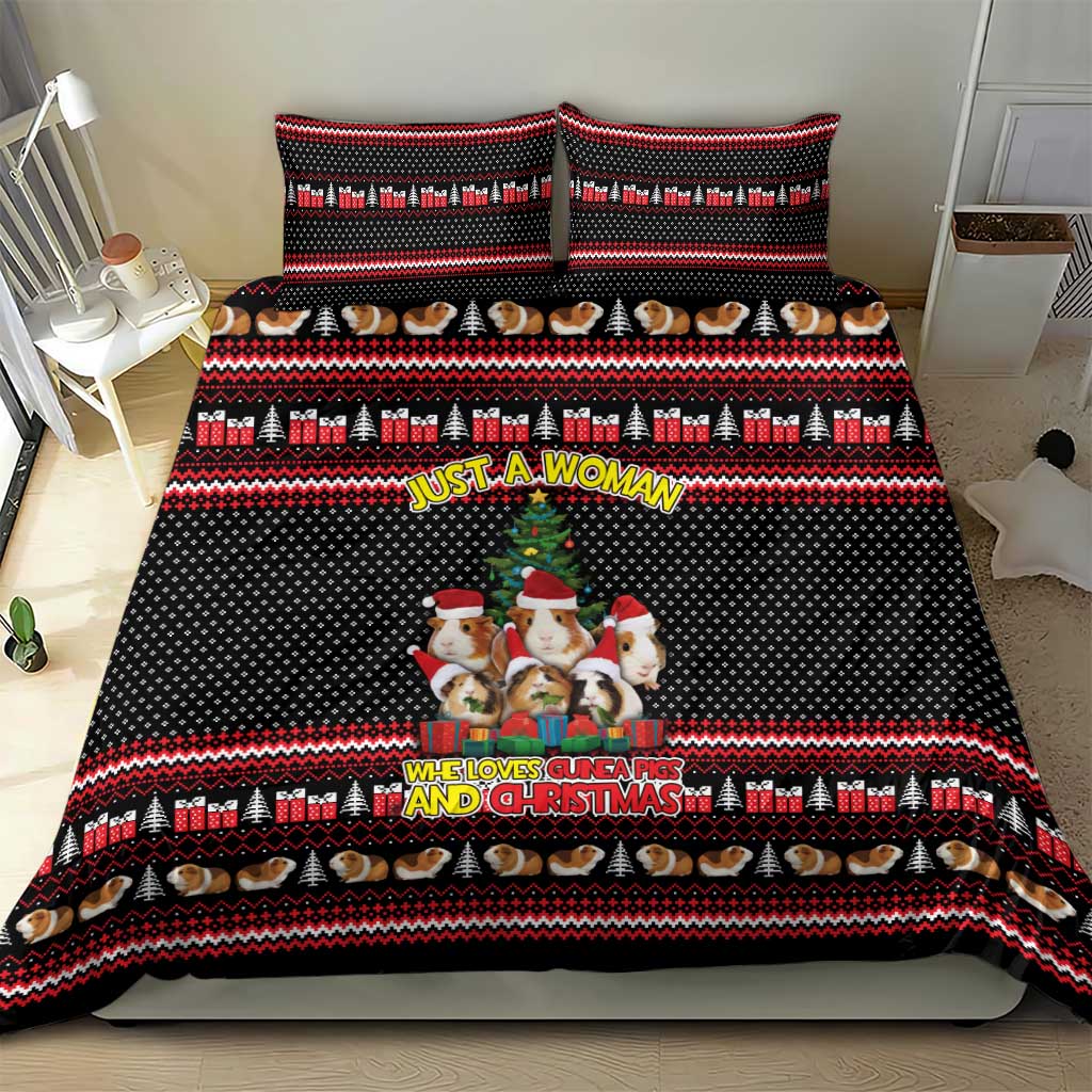 Guinea Pig Christmas Bedding Set with Santa Hats Tree and Festive Gift Pattern - Wonder Print Shop