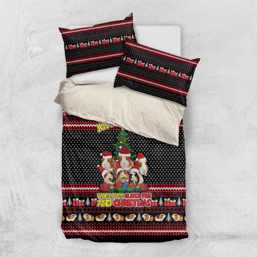 Guinea Pig Christmas Bedding Set with Santa Hats Tree and Festive Gift Pattern - Wonder Print Shop