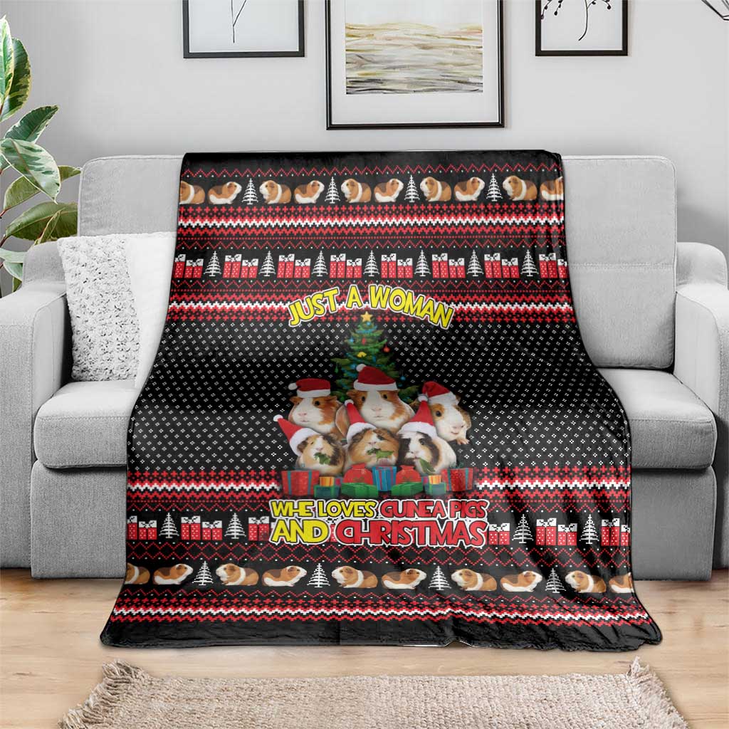 Guinea Pig Christmas Blanket with Santa Hats Tree and Festive Gift Pattern - Wonder Print Shop