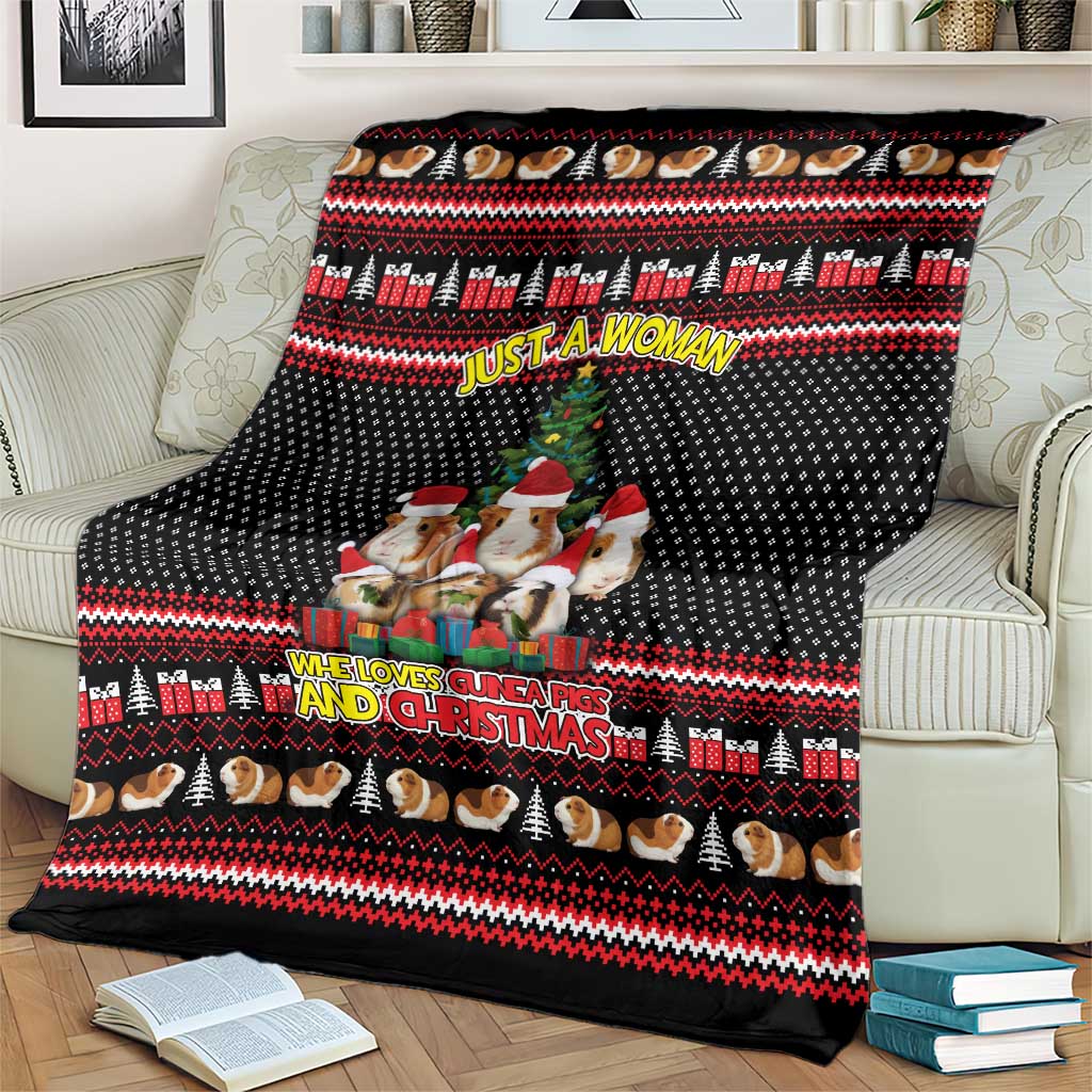 Guinea Pig Christmas Blanket with Santa Hats Tree and Festive Gift Pattern - Wonder Print Shop
