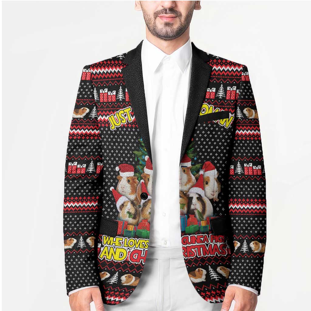 Guinea Pig Christmas Blazer with Santa Hats Tree and Festive Gift Pattern - Wonder Print Shop