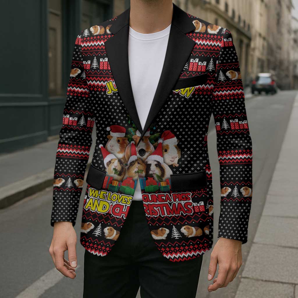 Guinea Pig Christmas Blazer with Santa Hats Tree and Festive Gift Pattern - Wonder Print Shop