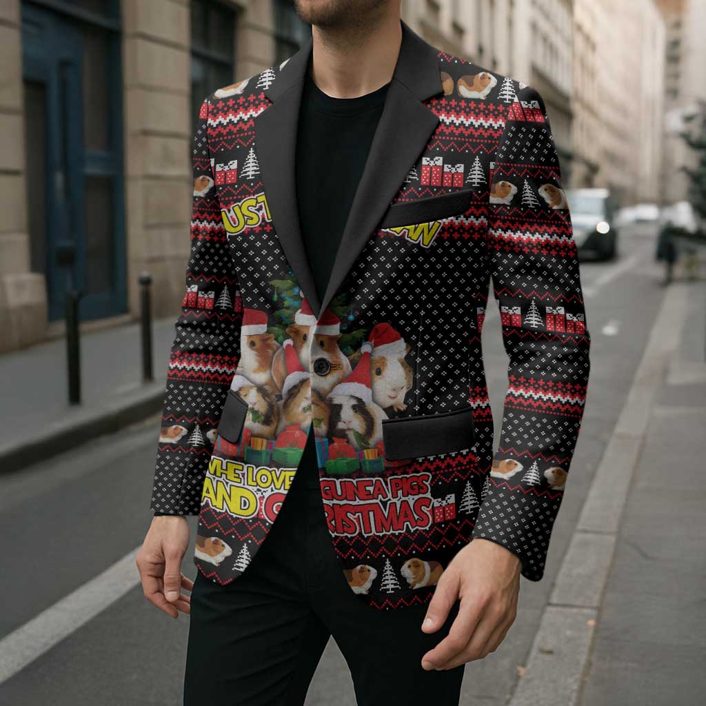 Guinea Pig Christmas Blazer with Santa Hats Tree and Festive Gift Pattern - Wonder Print Shop