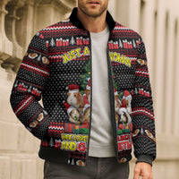 Guinea Pig Christmas Bomber Puffer Jacket with Santa Hats Tree and Festive Gift Pattern - Wonder Print Shop