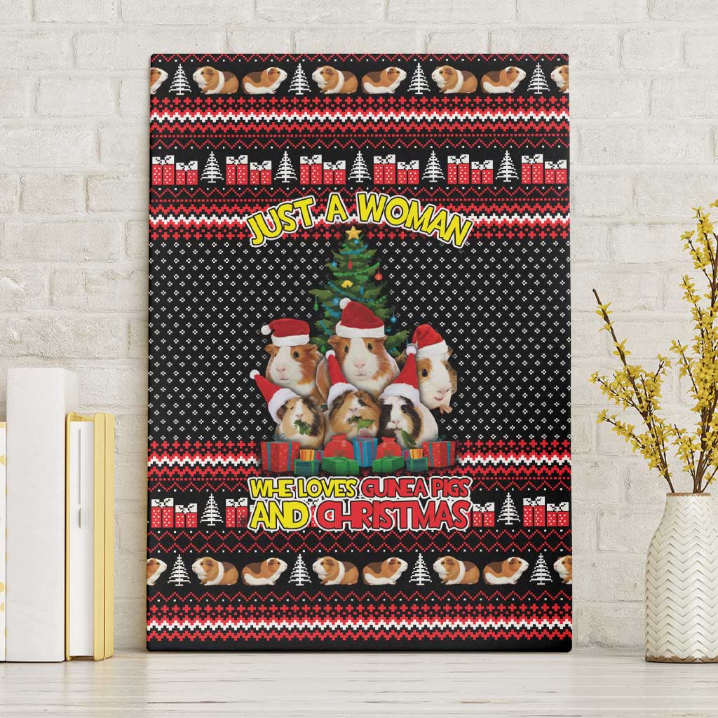 Guinea Pig Christmas Canvas Wall Art with Santa Hats Tree and Festive Gift Pattern - Wonder Print Shop