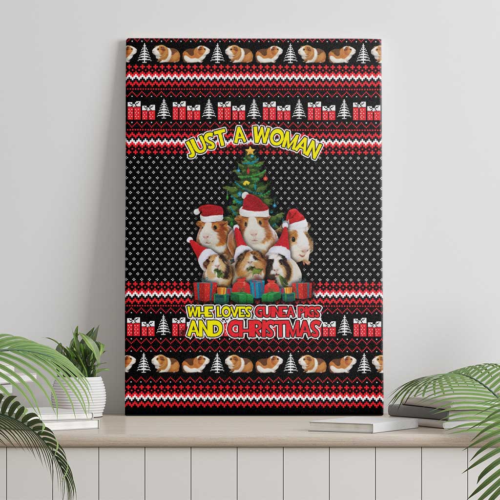 Guinea Pig Christmas Canvas Wall Art with Santa Hats Tree and Festive Gift Pattern - Wonder Print Shop