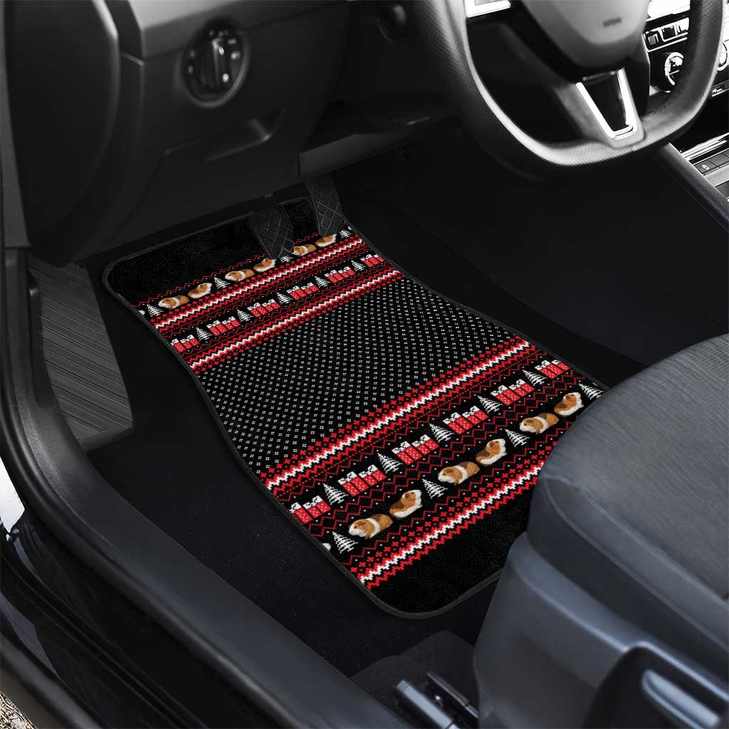 Guinea Pig Christmas Car Mats with Santa Hats Tree and Festive Gift Pattern - Wonder Print Shop