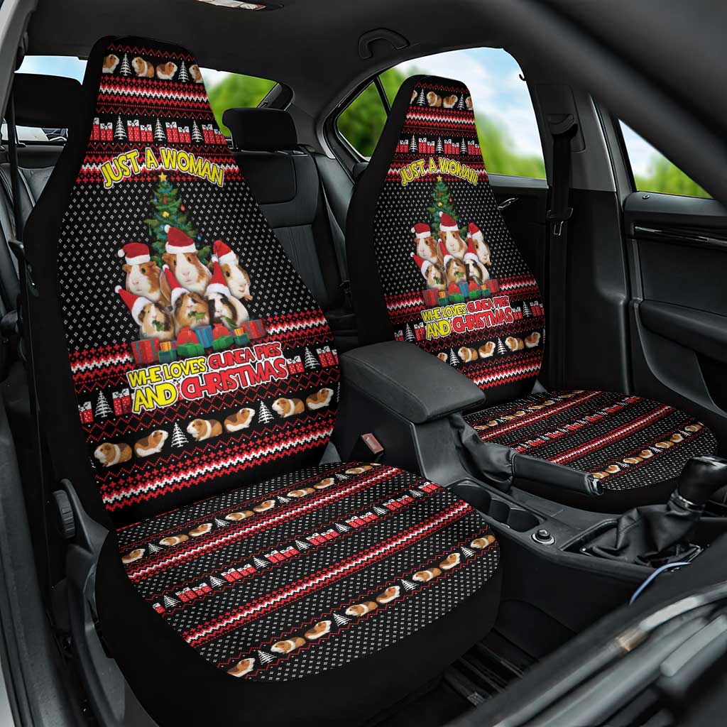 Guinea Pig Christmas Car Seat Cover with Santa Hats Tree and Festive Gift Pattern - Wonder Print Shop