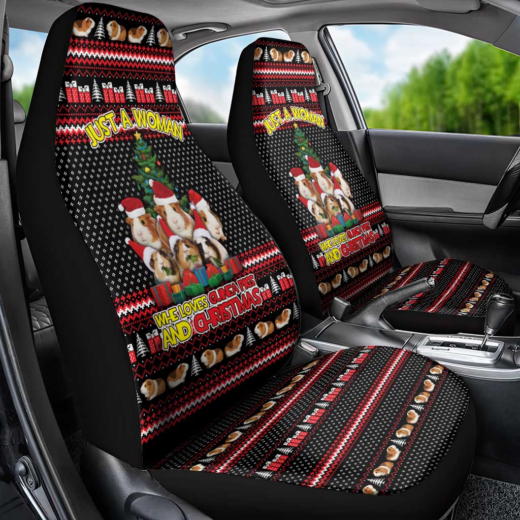 Guinea Pig Christmas Car Seat Cover with Santa Hats Tree and Festive Gift Pattern - Wonder Print Shop
