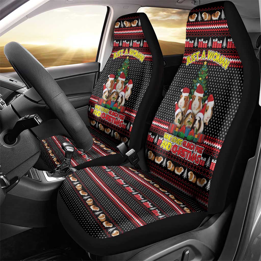 Guinea Pig Christmas Car Seat Cover with Santa Hats Tree and Festive Gift Pattern - Wonder Print Shop