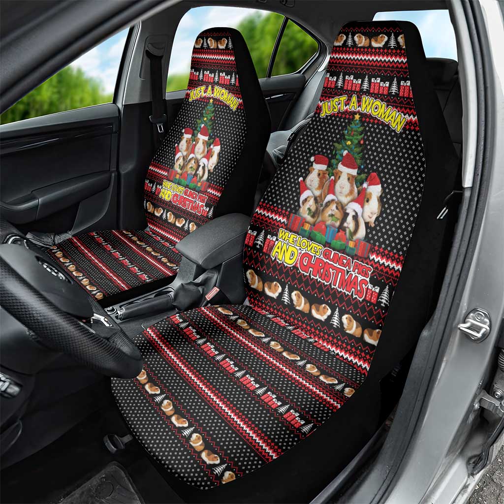 Guinea Pig Christmas Car Seat Cover with Santa Hats Tree and Festive Gift Pattern - Wonder Print Shop
