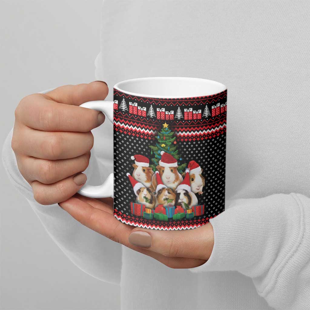 Guinea Pig Christmas Ceramic Mug with Santa Hats Tree and Festive Gift Pattern - Wonder Print Shop