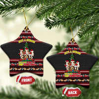 Guinea Pig Christmas Ceramic Ornament with Santa Hats Tree and Festive Gift Pattern - Wonder Print Shop