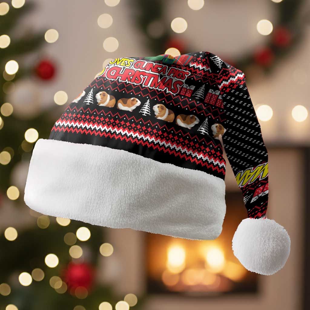 Guinea Pig Christmas Santa Hat with Santa Hats Tree and Festive Gift Pattern - Wonder Print Shop