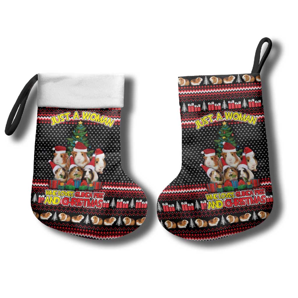 Guinea Pig Christmas Stocking with Santa Hats Tree and Festive Gift Pattern - Wonder Print Shop