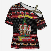 Guinea Pig Christmas Cross Shoulder Shirt with Santa Hats Tree and Festive Gift Pattern - Wonder Print Shop