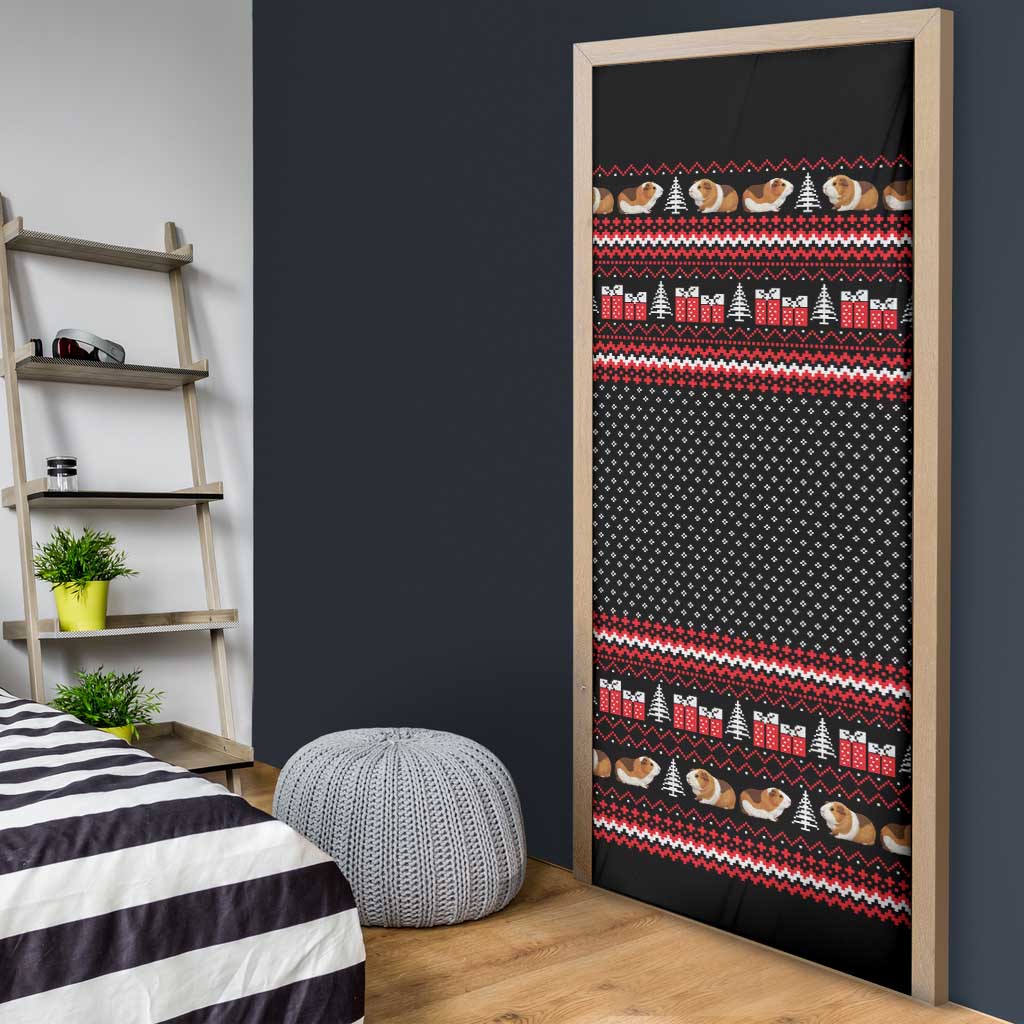 Guinea Pig Christmas Door Cover with Santa Hats Tree and Festive Gift Pattern - Wonder Print Shop