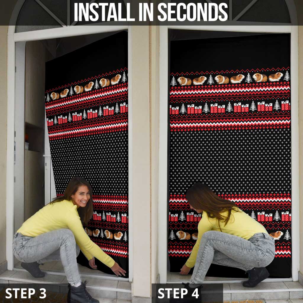 Guinea Pig Christmas Door Cover with Santa Hats Tree and Festive Gift Pattern - Wonder Print Shop