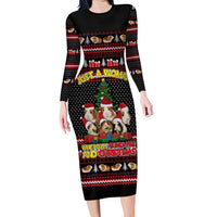 Guinea Pig Christmas Family Matching Long Sleeve Bodycon Dress and Hawaiian Shirt with Santa Hats Tree and Festive Gift Pattern - Wonder Print Shop