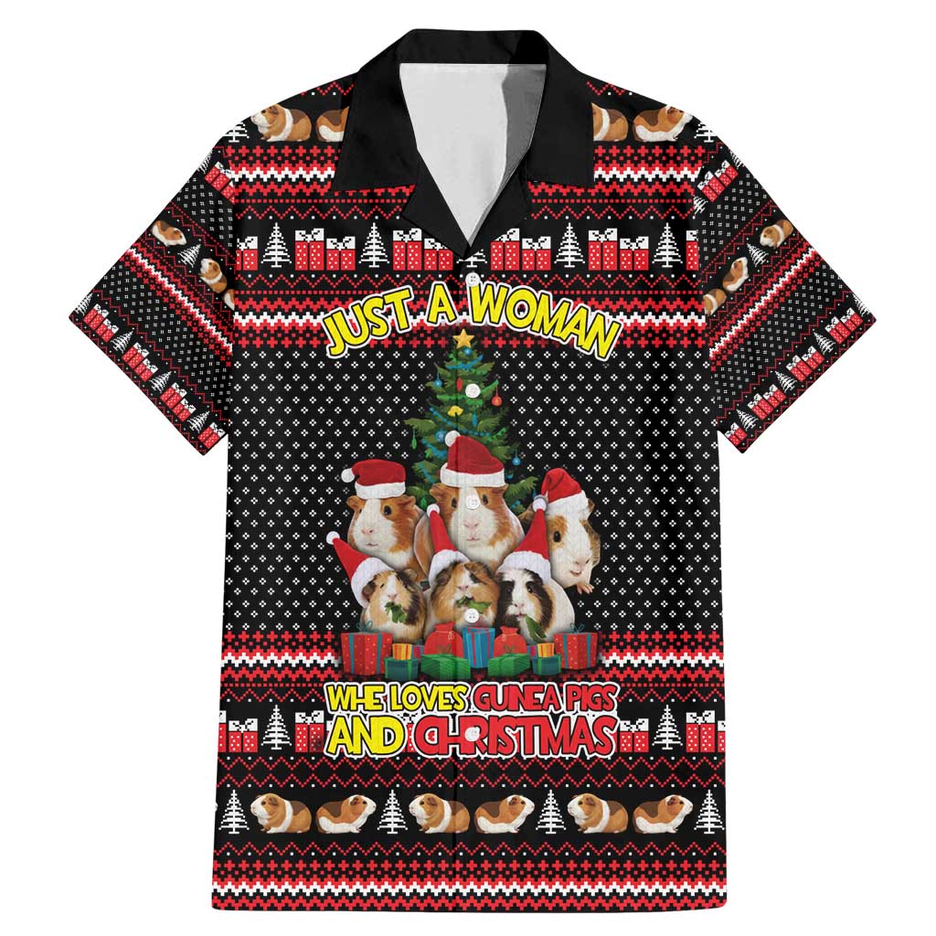 Guinea Pig Christmas Family Matching Mermaid Dress and Hawaiian Shirt with Santa Hats Tree and Festive Gift Pattern - Wonder Print Shop