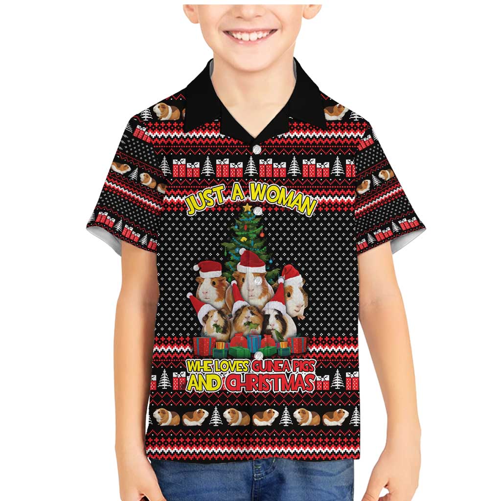 Guinea Pig Christmas Family Matching Mermaid Dress and Hawaiian Shirt with Santa Hats Tree and Festive Gift Pattern - Wonder Print Shop