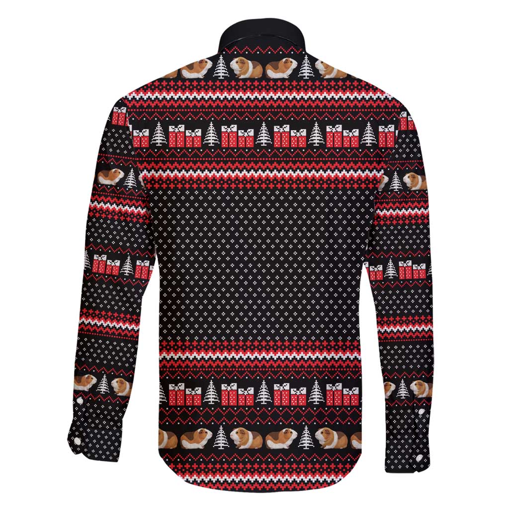 Guinea Pig Christmas Family Matching Off Shoulder Maxi Dress and Hawaiian Shirt with Santa Hats Tree and Festive Gift Pattern - Wonder Print Shop