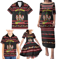 Guinea Pig Christmas Family Matching Puletasi and Hawaiian Shirt with Santa Hats Tree and Festive Gift Pattern - Wonder Print Shop