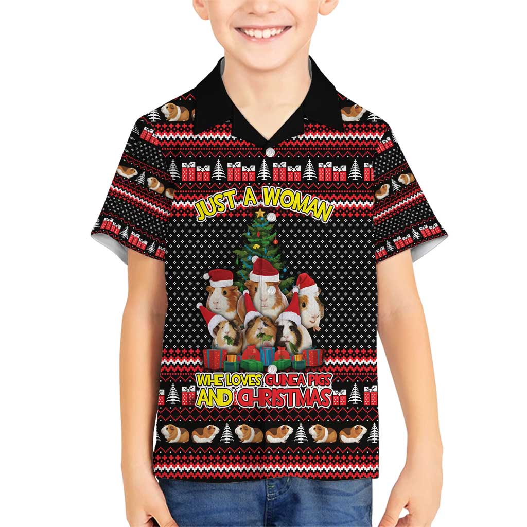 Guinea Pig Christmas Family Matching Puletasi and Hawaiian Shirt with Santa Hats Tree and Festive Gift Pattern - Wonder Print Shop