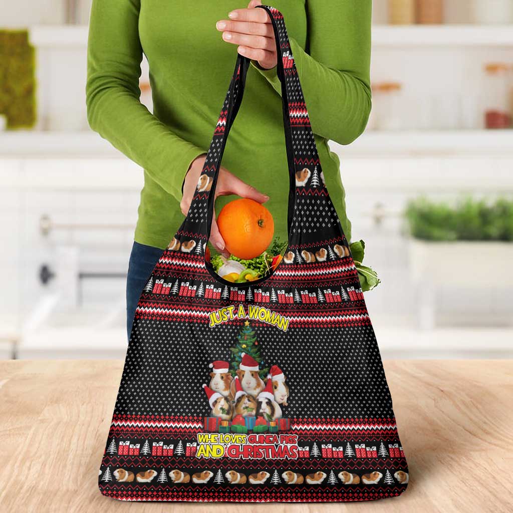 Guinea Pig Christmas Grocery Bag with Santa Hats Tree and Festive Gift Pattern - Wonder Print Shop