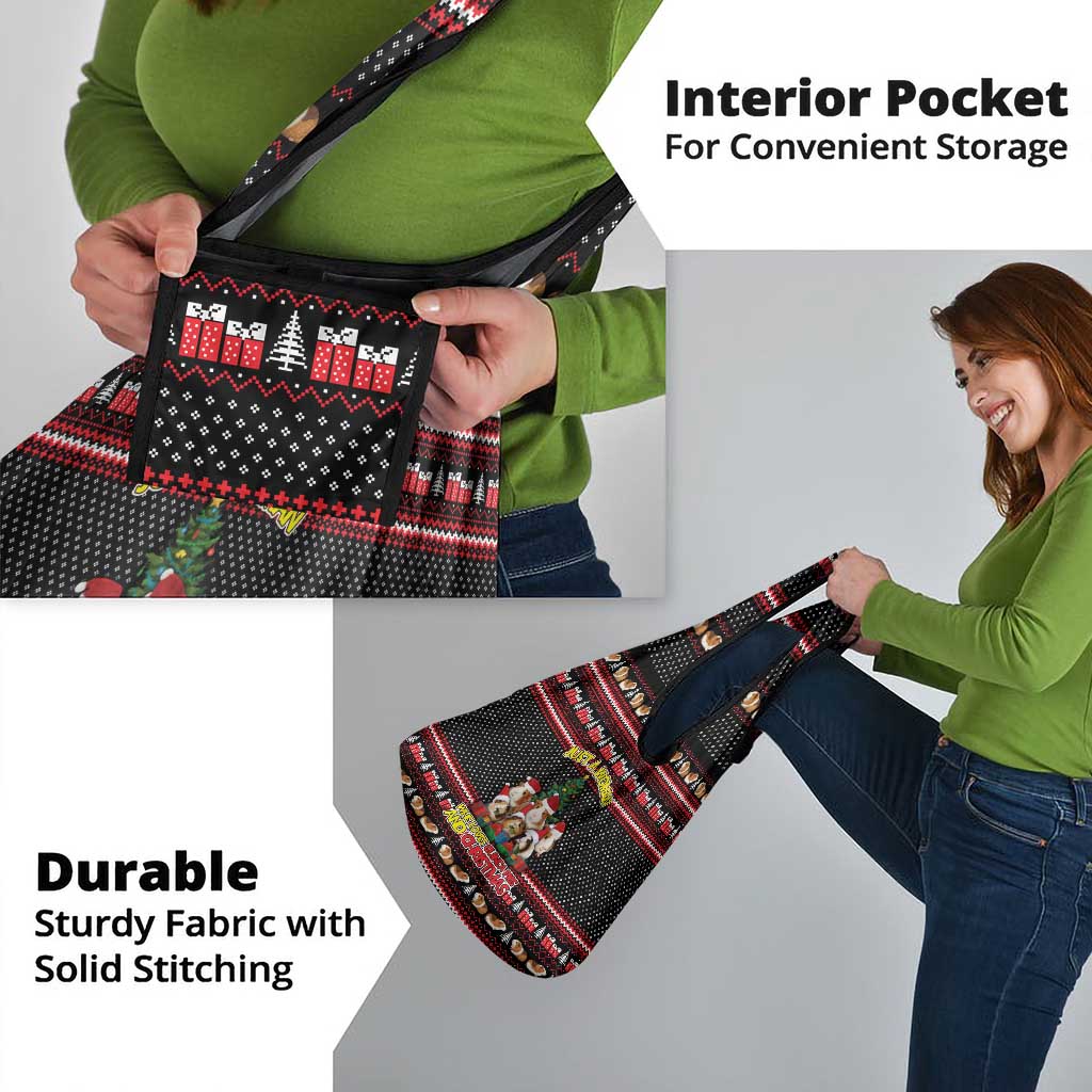 Guinea Pig Christmas Grocery Bag with Santa Hats Tree and Festive Gift Pattern - Wonder Print Shop