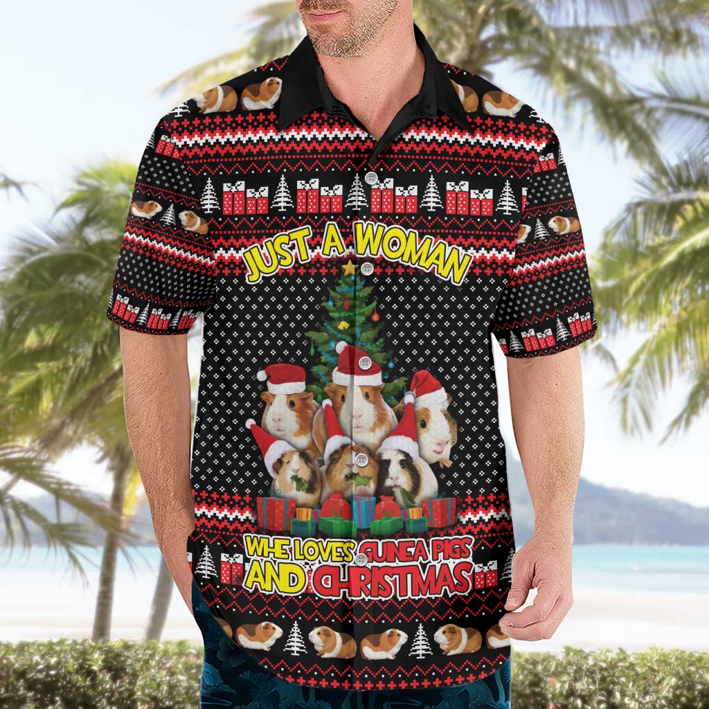 Guinea Pig Christmas Hawaiian Shirt with Santa Hats Tree and Festive Gift Pattern - Wonder Print Shop