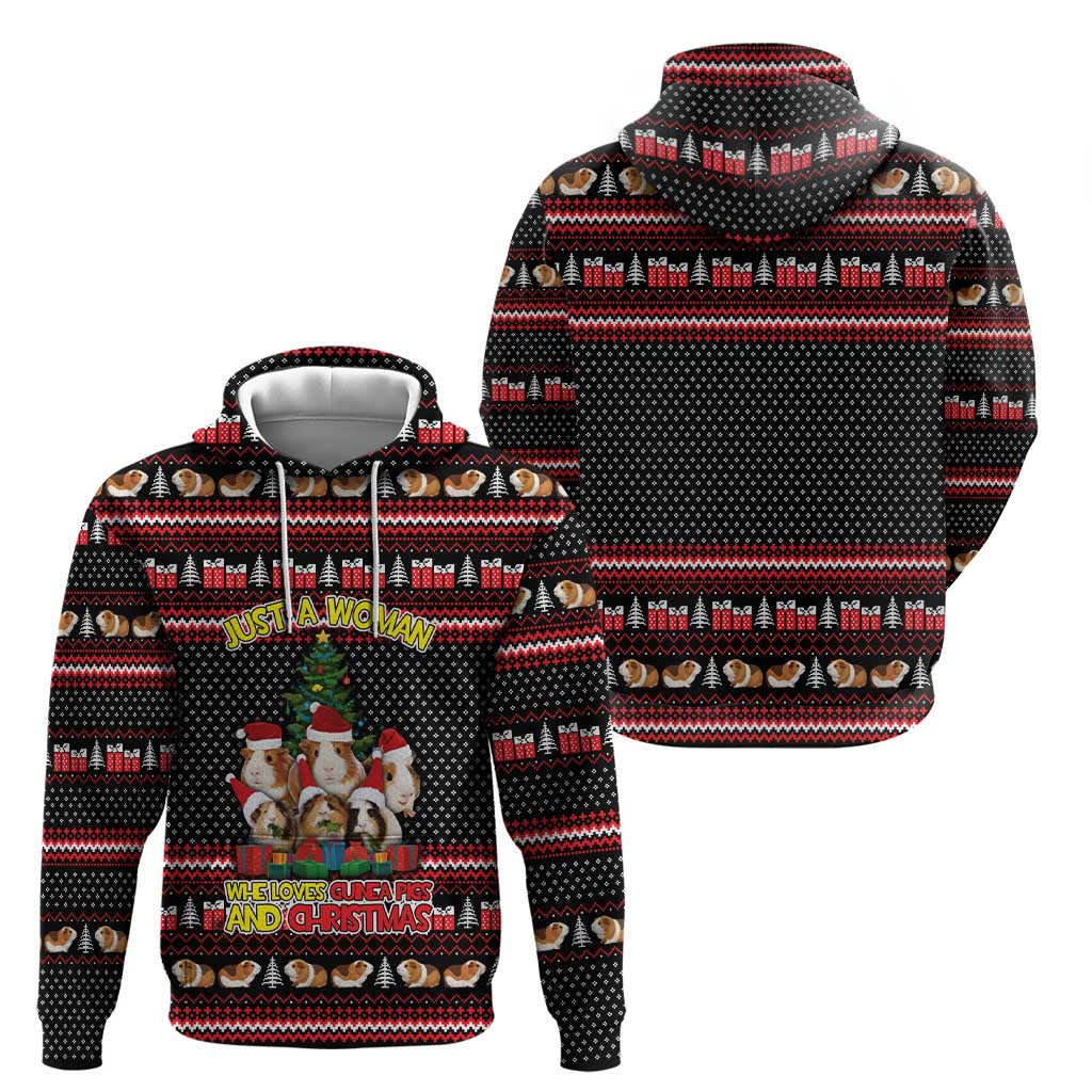 Guinea Pig Christmas Hoodie with Santa Hats Tree and Festive Gift Pattern - Wonder Print Shop