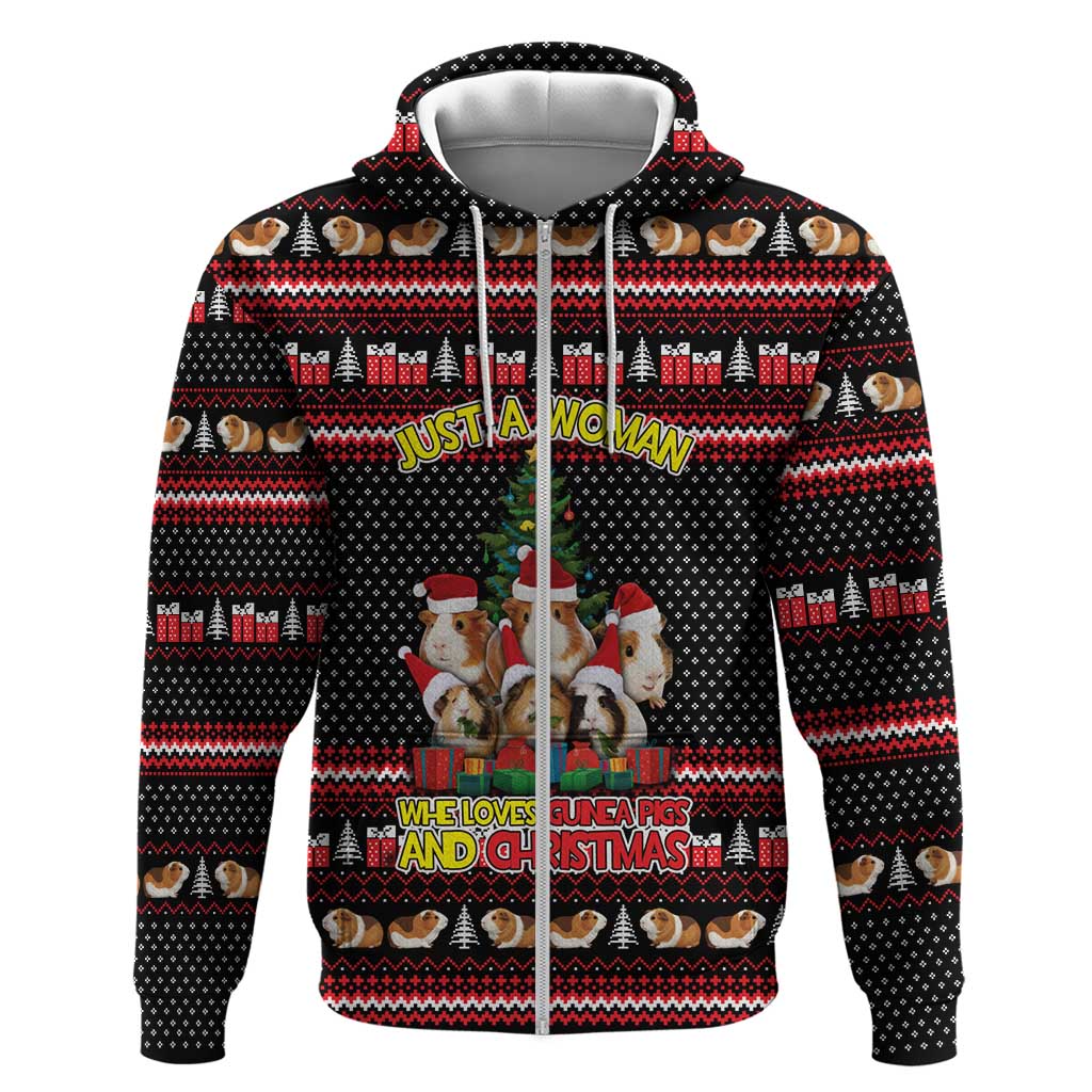 Guinea Pig Christmas Hoodie with Santa Hats Tree and Festive Gift Pattern - Wonder Print Shop