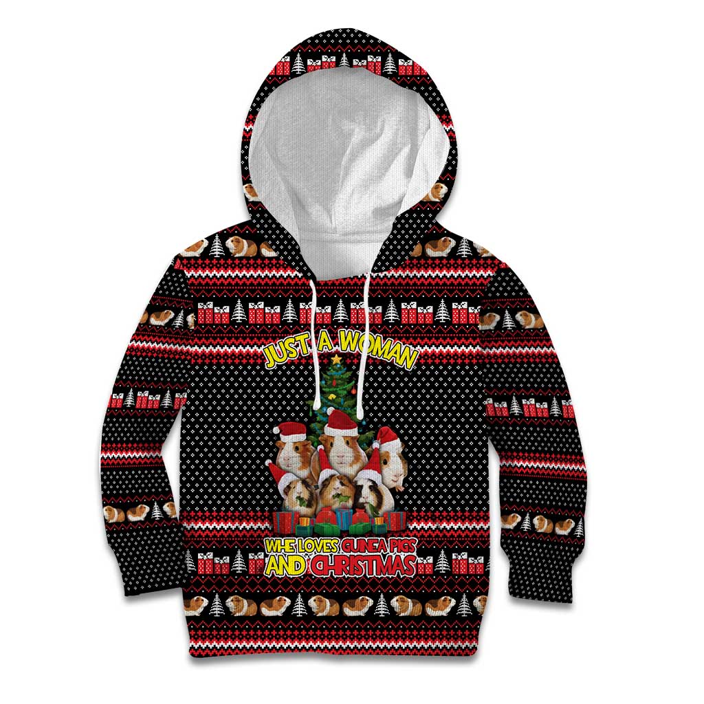 Guinea Pig Christmas Kid Hoodie with Santa Hats Tree and Festive Gift Pattern - Wonder Print Shop